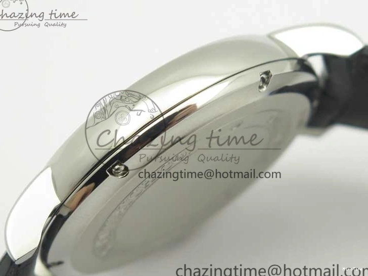 MIROTIME 0420 Fashionable Portofino Automatic SS TWF 1:1 Best Edition Silver Dial SS Markers on Black Leather Strap A 7200